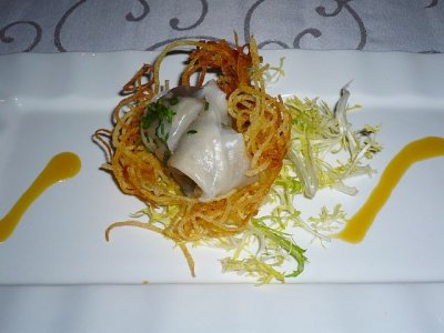 Foie Gras Tortellini, Crispy Potato Wreath