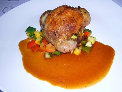 Grilled French Quail Stuffed with Foie Gras Risotto