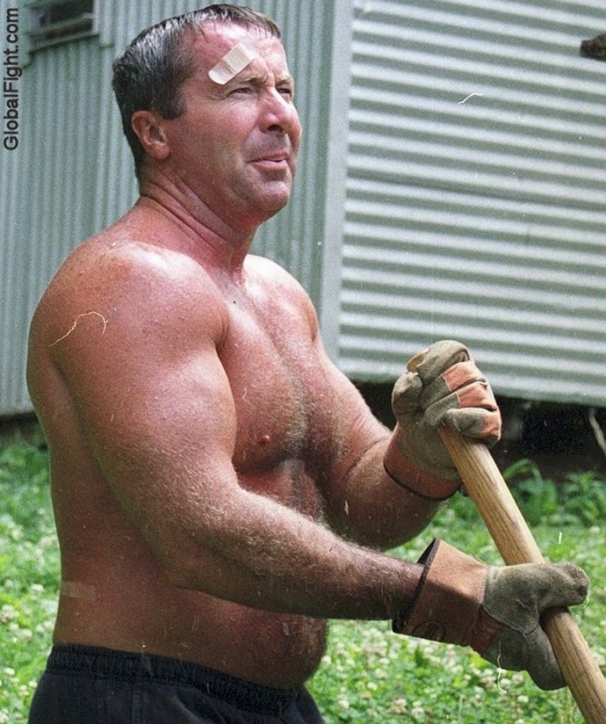 man working yard shirtless hairychest dad.jpg