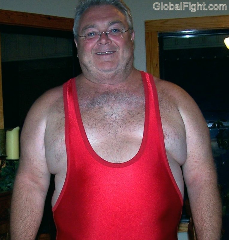 huge chest stocky daddy bear wearing red wrestling singlets.jpg