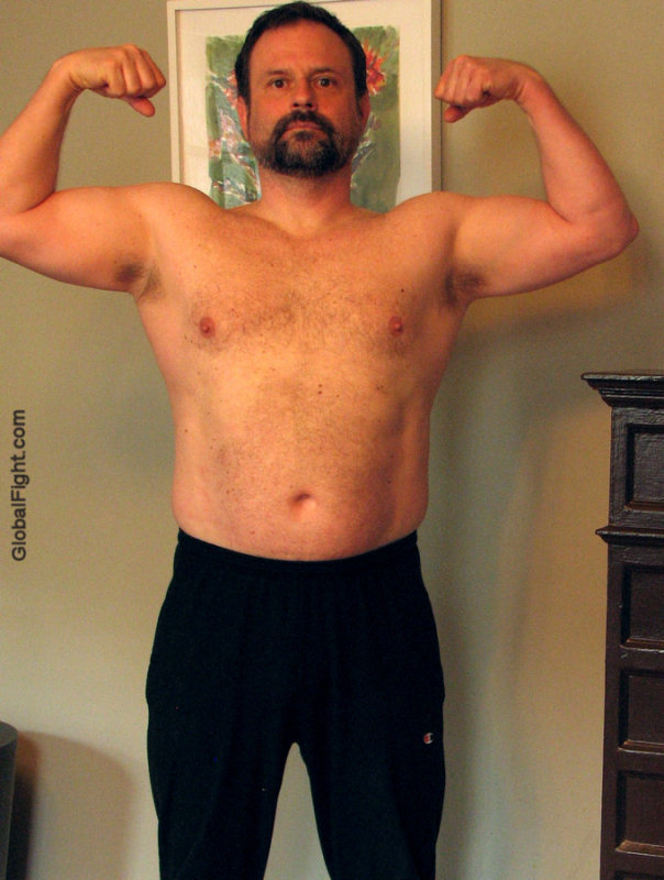 huge bearded muscledaddy double biceps flexing pics.jpg