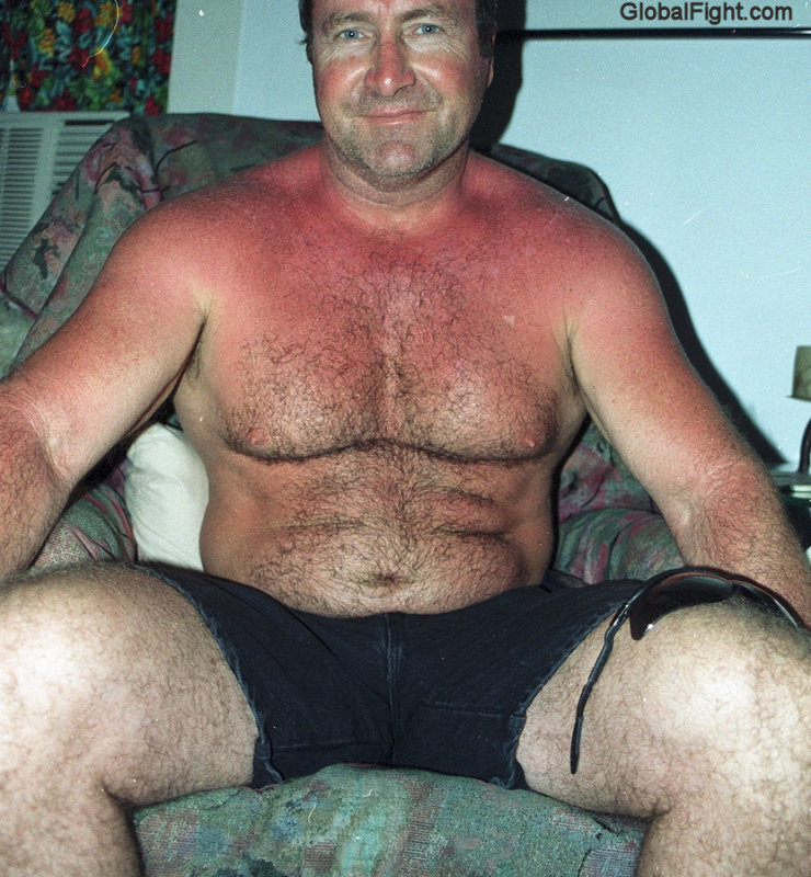 very hairylegs stocky heavyset man shirtless shorts.jpg