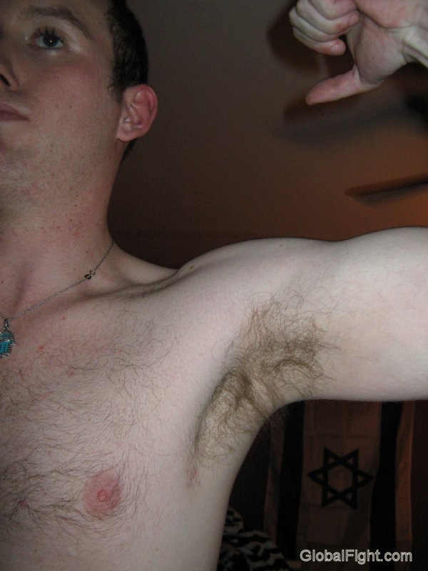 israel hairy boy flexing muscles armpits jewish gay guy.jpg