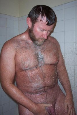 bearded daddy bear showering bathing soaking wet.jpg