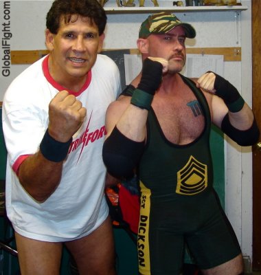 sgt dickson pro wrestlers posing wrestling show matches.jpg