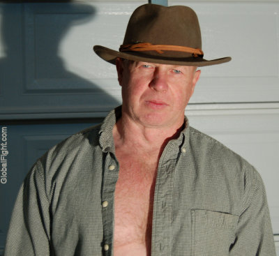 irish man felt leather cowboy hat plaid shirt.jpg