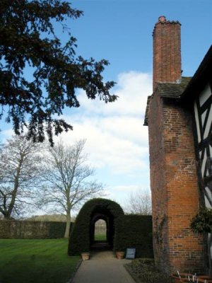 NW chimney and yew arch
