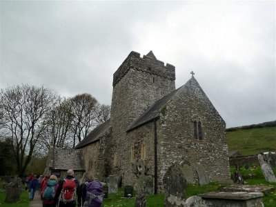 Our day begins at St Cadoc's church, Cheriton