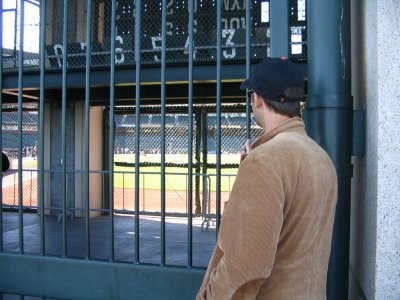 Eric watches the Giants take batting practice