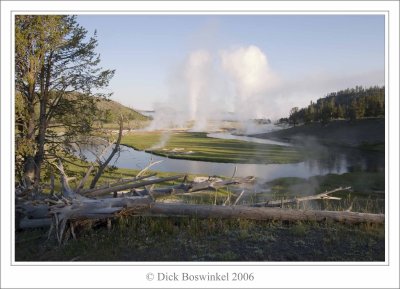 View of Excelsior Geyser and Grand Prismatic Spring - Yellowstone