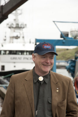 Lt. Governor Mead Treadwell on the Alyeska dock, Unalaska