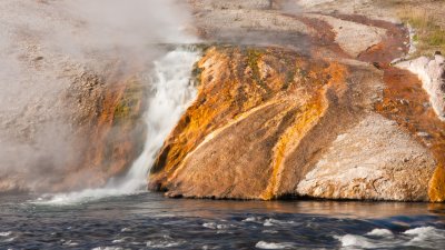 Hot Springs Emptying Into Firehole River