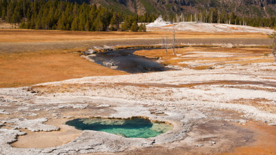 Hot Springs and Firehole River Near Old Faithful