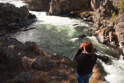 Paula Photographing Firehole River Rapids
