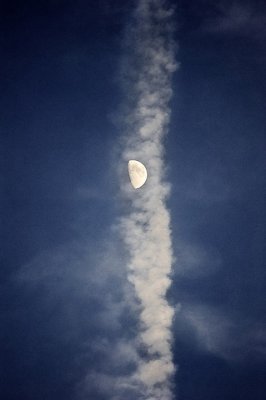 The moon in white smoke