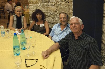 Nightly social dinner - l. to r. B. Lehman, M. Parmigiani, S. Parmigiani, A. Lehman
