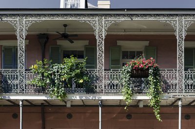 Many balconies overflow with flowers and greenery...