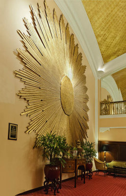 The giant sunburst from an Italian palazzo.  Note also the gold leaf ceiling.
