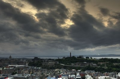 Moody evening sky from Arthur's Seat (HDR)