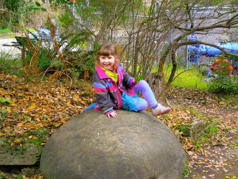 Zoe on Rock in Botannical Garden