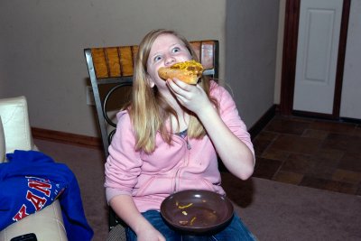 Birthday Girl and her pizza