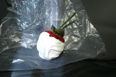Giant strawberry dipped in white chocolate
