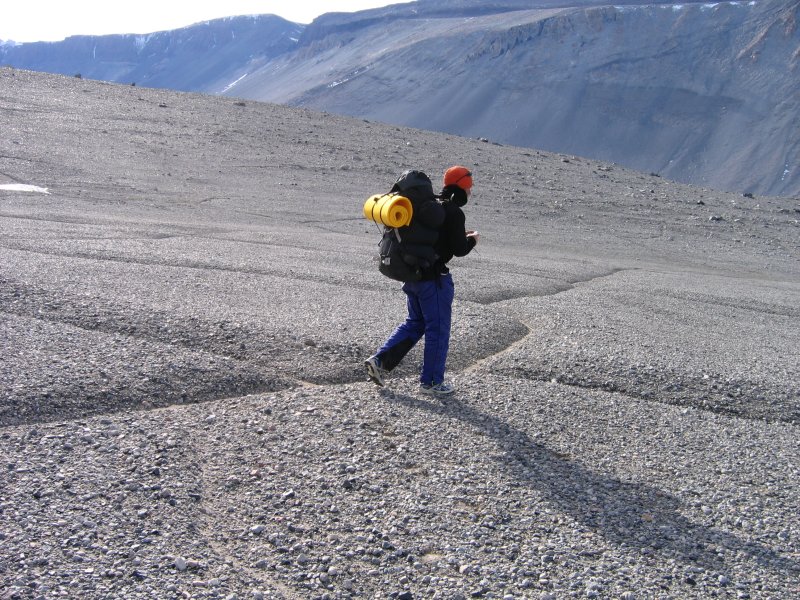 9- Simon on patterned ground permafrost polygons.JPG