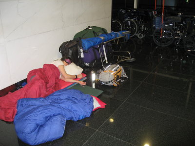 Sleeping in Denver airport; missed last bus