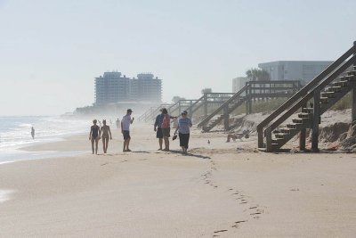 walking on the beach