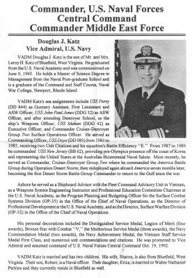 Bio Vice Adm Douglas J Katz USN