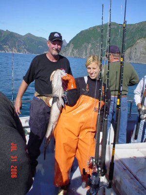 Larry Keller with Ling Cod .. Capt. Nicole