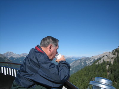 Morning sip of coffee, at the Gondola Hut, Banff