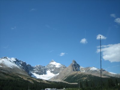 Mt Athabasca where the glacier starts down hill