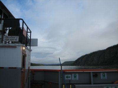 Ferry going across Yukon River Dawson City