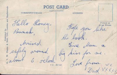 Jims postcard to Joy - reverse side