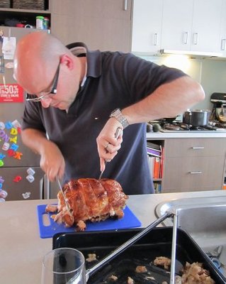 Adrian carving the turkey