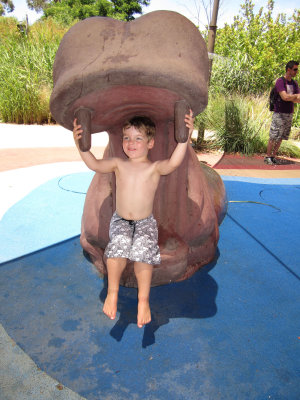 Hudson in the hippo's mouth