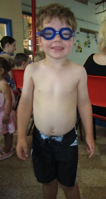 Hudson at his first swimming lesson