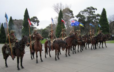 Reserve Forces Day July 1st. Medallions were presented to Boer War descendants. Mounted colour party of Light Horsemen.