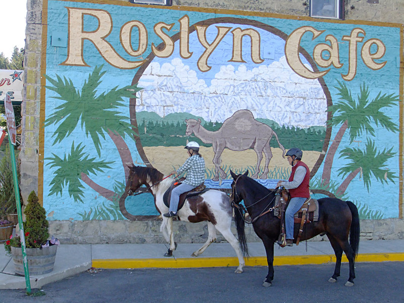 Riding through the small town of  Roslyn