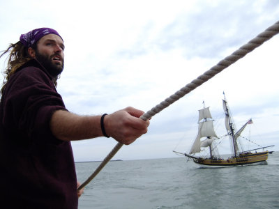 Manuevering the boat to fire on Lady Washington