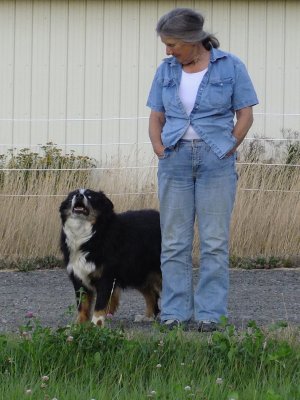 Frances and her blind Aussie Shepherd