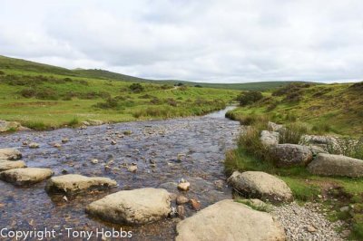 Down stream and stepping stones below Brat Tor,