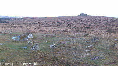 Kestor Rock and stone circles by path.