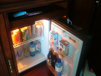 mini bar with all drinks...drink it all...it's free