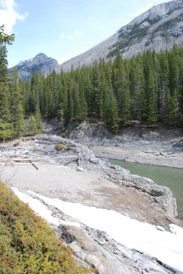 Cascade River flowing through Stewart Canyon into Lake Minnewanka