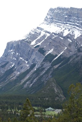 Mt. Rundle with golf clubhouse in foreground
