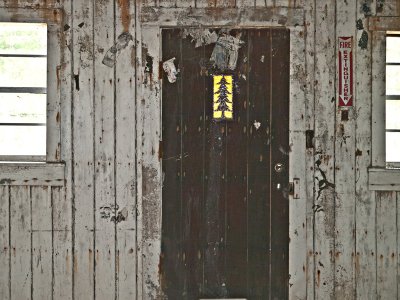 Doorway with tree motief in flood damaged area