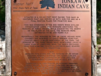 Tonkawa Indian Cave sign