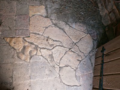 Rock mosaic on floor of entry portal